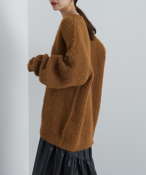 COLONY 2139（コロニートゥーワンスリーナイン）の「シャギー起毛畦編みオーバーニット（ニット/セーター・レディース・ネイビー/ピンク/グレー/オレンジ/キャメル/ブラック・FREE）」の7枚目の写真