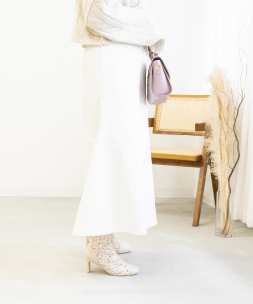 CLETTE(クレット)の「ストレッチマーメイドスカート(スカート・レディース・オフホワイト/ネイビー・5L/LL/4L/3L)」の6枚目の写真