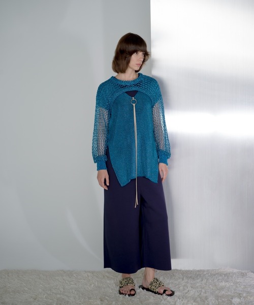 TAN（タン）の「DAZZLED KNITTED BOLERO（カーディガン/ボレロ・レディース・ブラック/シルバー/ブルー・FREE）」の7枚目の写真