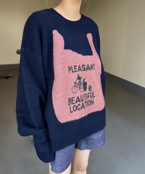 shesame(シーセム)の「ジャガードグラフィックニットプルオーバー(ニット/セーター・レディース・ブラウン/ネイビー/チャコール・MEDIUM/LARGE)」の17枚目の写真