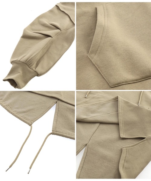 Settimissimo（セッティミッシモ）の「裏起毛 タックスリーブ オーバーサイズ パーカー フーディー（パーカー・レディース・グレイッシュベージュ/ブラック・FREE）」の22枚目の写真