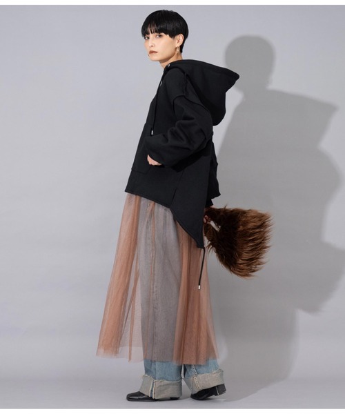 Settimissimo（セッティミッシモ）の「裏起毛 タックスリーブ オーバーサイズ パーカー フーディー（パーカー・レディース・グレイッシュベージュ/ブラック・FREE）」の9枚目の写真