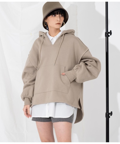 パーカーベージュチャド様 unisex】チュウカタベタイ LOGO Parker / white | チュウカタベタイ