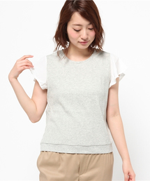 mystic | 袖シフォンテレコTシャツ(Tシャツ/カットソー)