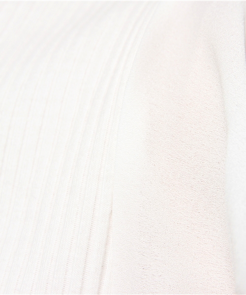 mystic（ミスティック）の「袖シフォンテレコTシャツ（Tシャツ/カットソー・レディース・オフホワイト/グレー/ブラック/ネイビー・ﾌﾘ-）」の11枚目の写真