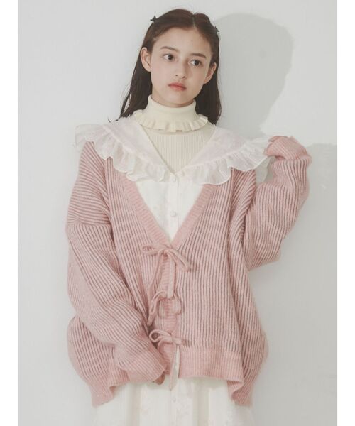 merry jenny(メリージェニー)の「frillリブタートルニット(ニット/セーター・レディース・ブルー/アイボリー・FREE)」の8枚目の写真