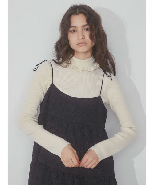 merry jenny(メリージェニー)の「frillリブタートルニット(ニット/セーター・レディース・ブルー/アイボリー・FREE)」の14枚目の写真