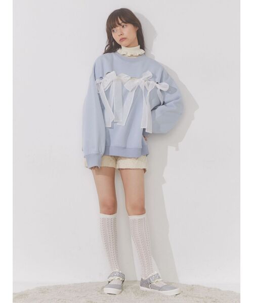 merry jenny(メリージェニー)の「frillリブタートルニット(ニット/セーター・レディース・ブルー/アイボリー・FREE)」の22枚目の写真