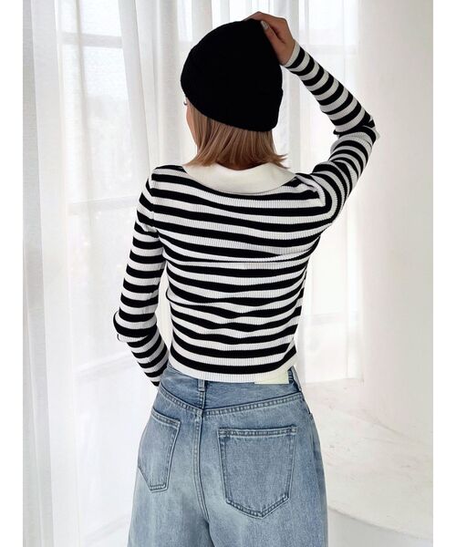 GYDA（ジェイダ）の「POLO ニットトップス（ニット/セーター・レディース・ブラック/オフホワイト/その他1・FREE）」の17枚目の写真