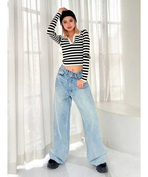 GYDA（ジェイダ）の「POLO ニットトップス（ニット/セーター・レディース・ブラック/オフホワイト/その他1・FREE）」の21枚目の写真