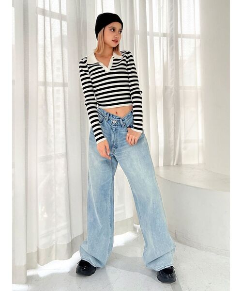 GYDA（ジェイダ）の「POLO ニットトップス（ニット/セーター・レディース・ブラック/オフホワイト/その他1・FREE）」の11枚目の写真