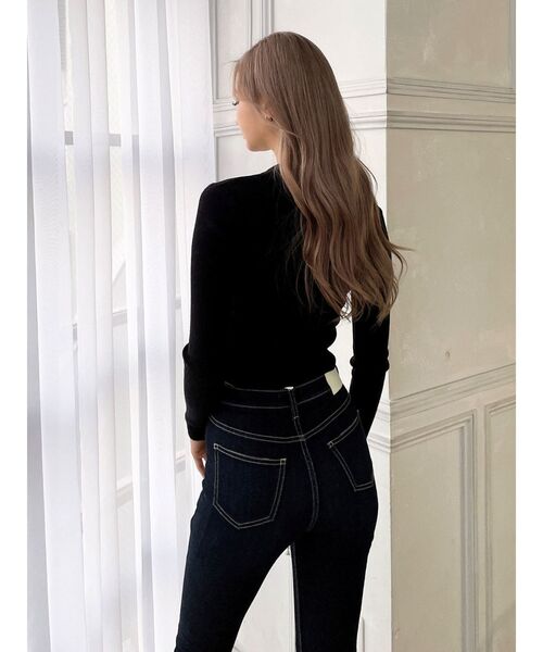 GYDA（ジェイダ）の「POLO ニットトップス（ニット/セーター・レディース・ブラック/オフホワイト/その他1・FREE）」の6枚目の写真