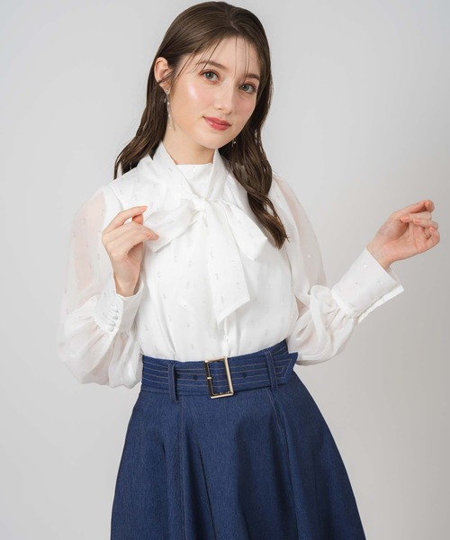 ◆カットジャガードリボンブラウス リボンカットジャガードブラウス ｜ Spendard.com