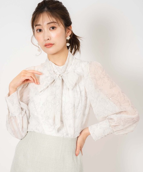 美品 casva ベージュ シースルー 薔薇 編み上げ ポロシャツ