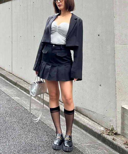 SPIRALGIRL（スパイラルガール）の「パット付きリブベアトップ（チューブトップ・レディース・ブラック/グレー/ホワイト・FREE）」の20枚目の写真