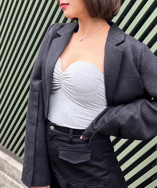 SPIRALGIRL（スパイラルガール）の「パット付きリブベアトップ（チューブトップ・レディース・ブラック/グレー/ホワイト・FREE）」の21枚目の写真