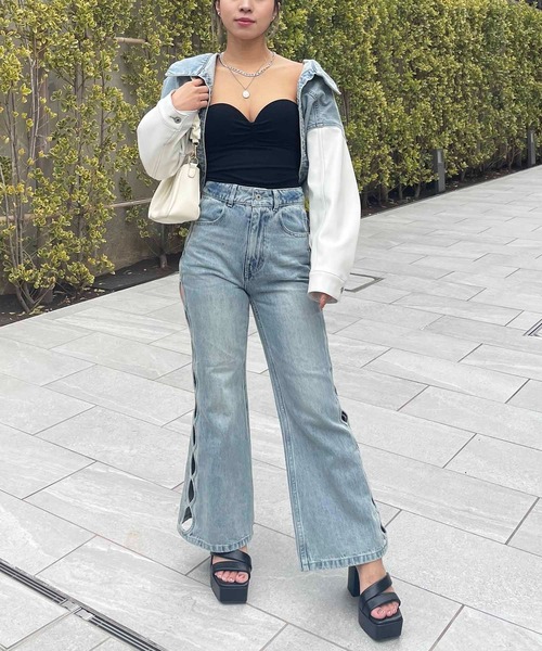 SPIRALGIRL（スパイラルガール）の「パット付きリブベアトップ（チューブトップ・レディース・ブラック/グレー/ホワイト・FREE）」の5枚目の写真