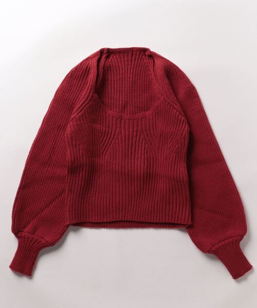 frunco（フランコ）の「スクエアネックリブニット（ニット/セーター・レディース・ブラック/アイボリー/レッド/グリーン・FREE）」の4枚目の写真