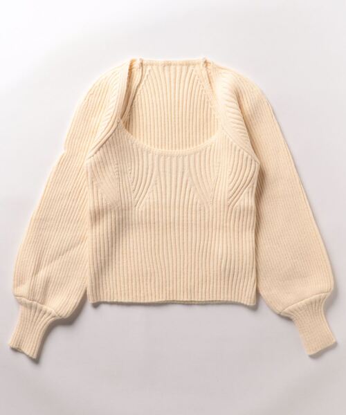 frunco（フランコ）の「スクエアネックリブニット（ニット/セーター・レディース・ブラック/アイボリー/レッド/グリーン・FREE）」の2枚目の写真