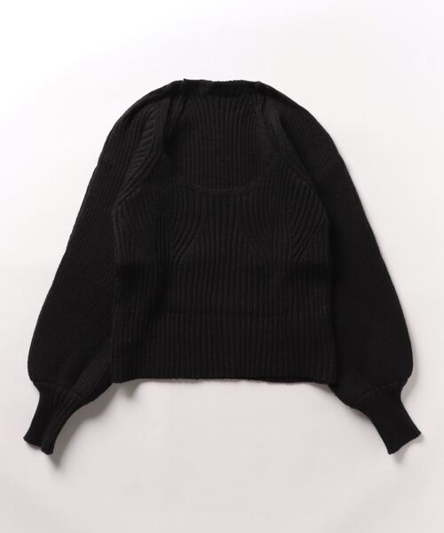 frunco（フランコ）の「スクエアネックリブニット（ニット/セーター・レディース・ブラック/アイボリー/レッド/グリーン・FREE）」の3枚目の写真