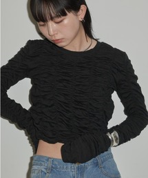 Aunt Marie's | シャーリングクロップドトップス(Tシャツ/カットソー)