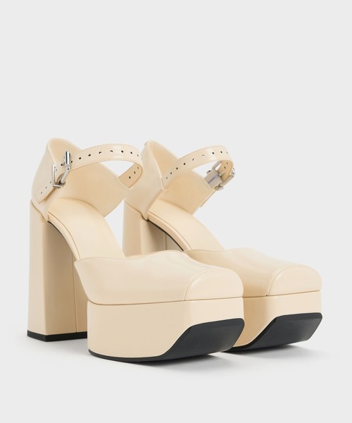 チャールズアンドキース バックル ドルセイプラットフォームパンプス CHARLES ＆ KEITH パンプス バックル ドルセイプラットフォーム