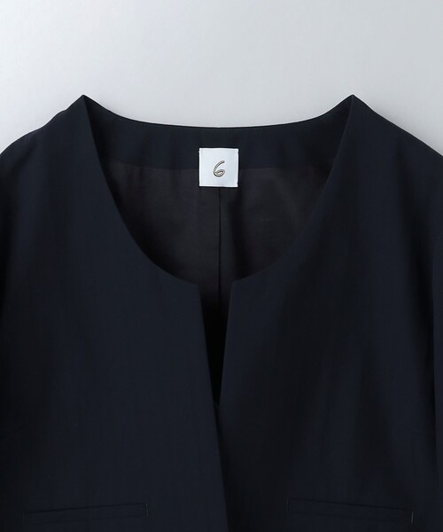 6(ロク)の「<6(ROKU)>ショート ジャケット NAVY(ノーカラージャケット・レディース・ネイビー・36/38)」の7枚目の写真
