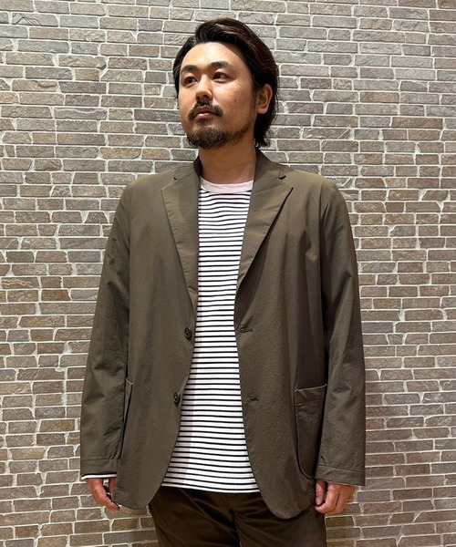 Grand PARK（グランドパーク）の「ナイロンリップストレッチテーラードジャケット（テーラードジャケット・メンズ・カーキ/ネイビー/ブラック・MEDIUM/SMALL/LARGE）」の4枚目の写真