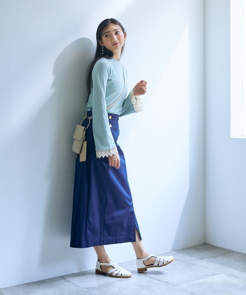 slattgir(スラットジール)の「高身長 マリンスカート(トールサイズ)Essenave(スカート・レディース・ネイビー/ライトベージュ・M/L/LL/3L/4L/5L)」の6枚目の写真