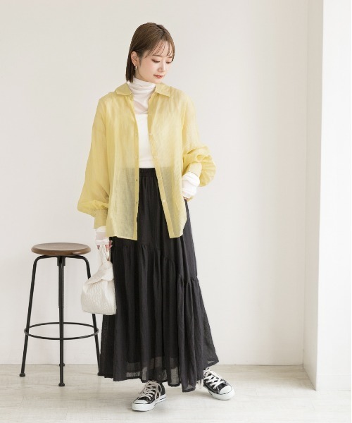 ad thie（アドティエ）の「サッカー素材 ビッグシアーシャツ（シャツ/ブラウス・レディース・ブルー/オフホワイト/ブラック/イエロー/ピンク/ライトグレー・FREE）」の19枚目の写真