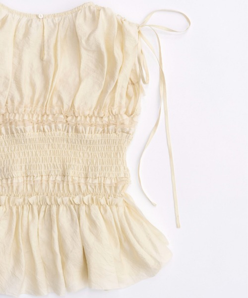 MAISON SPECIAL（メゾンスペシャル）の「Shirring Frills Top/シャーリングフリルトップ【MAISON SPECIAL/メゾンスペシャル】（シャツ/ブラウス・レディース・ブラック/アイボリー・FREE）」の18枚目の写真