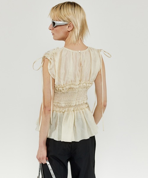 トップス MAISON SPECIAL Shirring Frills Top MAISON SPECIAL(メゾンスペシャル)｜Shirring Frills Top