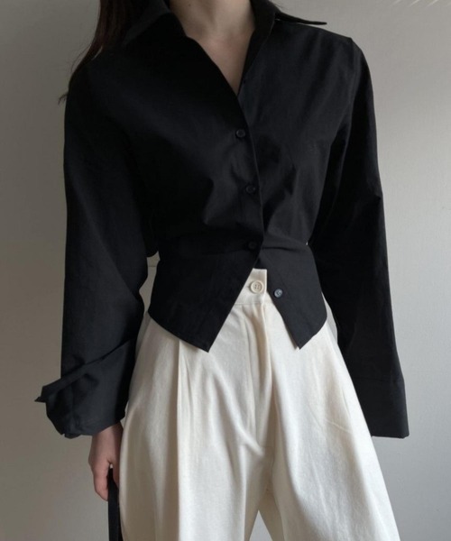 MAISON DE THERESE（メゾン ド テレーズ）の「バック紐リボン長袖ブラウス レースアップシャツ（シャツ/ブラウス・レディース・ブルー/ブラック・S/M/L）」の13枚目の写真