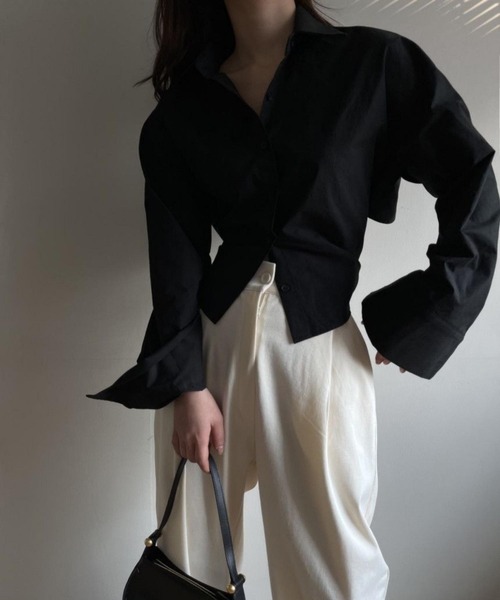 MAISON DE THERESE（メゾン ド テレーズ）の「バック紐リボン長袖ブラウス レースアップシャツ（シャツ/ブラウス・レディース・ブルー/ブラック・S/M/L）」の12枚目の写真