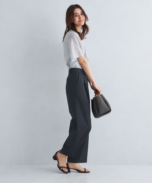 green label relaxing（グリーンレーベルリラクシング）の「［size SHORT/TALLあり］キチントボトムス カバー ワイド パンツ 2（スラックス・レディース・ネイビー/ダークグレー/その他1/ダークグリーン・SHORT/TALL/40/38/36）」の9枚目の写真