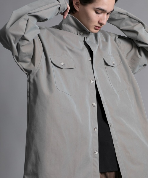 aimoha(アイモハ)の「【aimoha neo】STAND COLLAR ADJUSTABLE CUFFS SHIRT(シャツ/ブラウス・メンズ・ブラック/ベージュ・MEDIUM/LARGE/X-LARGE)」の1枚目の写真