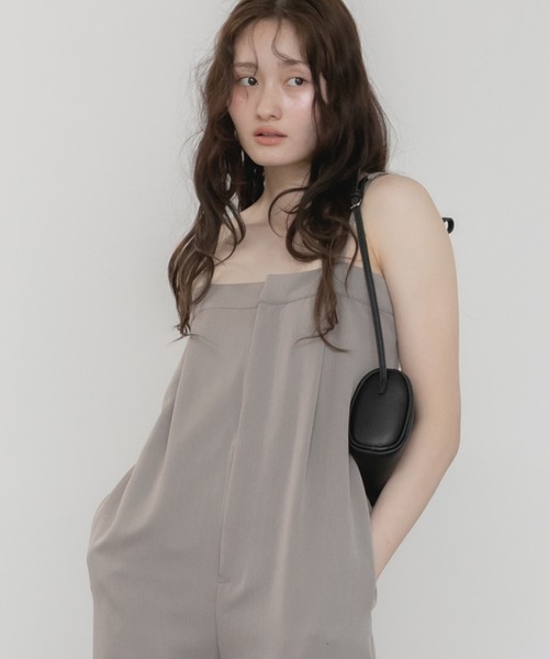 セール】ツイルベアトップサロペット / ロンパース 背中開き ロング丈