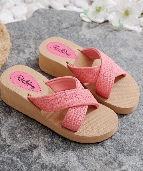 Miniministore(ミニミニストア)の「厚底サンダルジュート風クロスサンダル美脚(サンダル・レディース・ピンク/イエロー/ベージュ/ブラック・24.0cm/23.0cm/25.0cm/24.5cm/23.5cm)」の17枚目の写真
