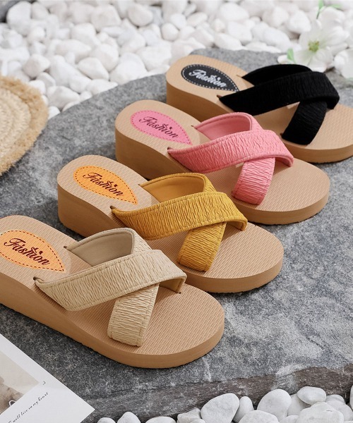 Miniministore(ミニミニストア)の「厚底サンダルジュート風クロスサンダル美脚(サンダル・レディース・ピンク/イエロー/ベージュ/ブラック・24.0cm/23.0cm/25.0cm/24.5cm/23.5cm)」の21枚目の写真