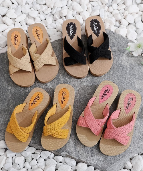 Miniministore(ミニミニストア)の「厚底サンダルジュート風クロスサンダル美脚(サンダル・レディース・ピンク/イエロー/ベージュ/ブラック・24.0cm/23.0cm/25.0cm/24.5cm/23.5cm)」の22枚目の写真