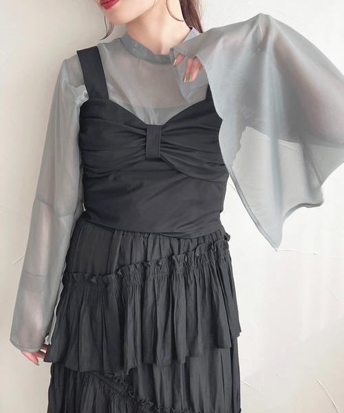 apres jour(アプレジュール)の「スリットスリーブシアーブラウス【ZOZOTOWN限定アイテム】(シャツ/ブラウス・レディース・ピンク/ブルー/アイボリー・フリー/X-LARGE)」の1枚目の写真