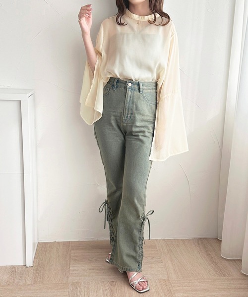 apres jour(アプレジュール)の「スリットスリーブシアーブラウス【ZOZOTOWN限定アイテム】(シャツ/ブラウス・レディース・ピンク/ブルー/アイボリー・フリー/X-LARGE)」の18枚目の写真