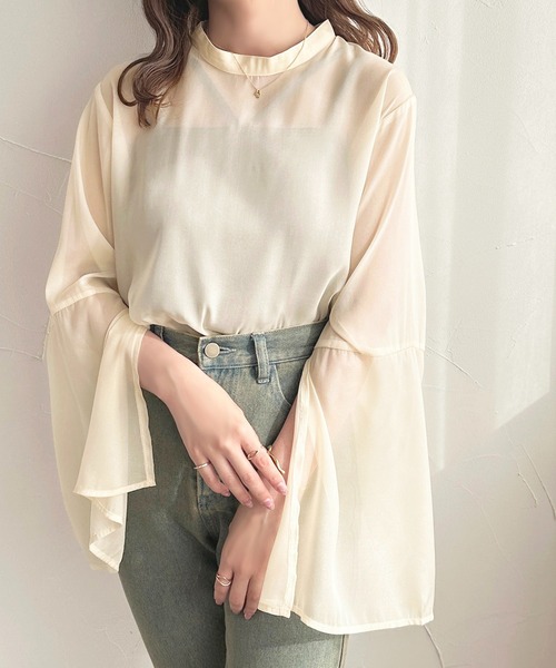 apres jour(アプレジュール)の「スリットスリーブシアーブラウス【ZOZOTOWN限定アイテム】(シャツ/ブラウス・レディース・ピンク/ブルー/アイボリー・フリー/X-LARGE)」の12枚目の写真
