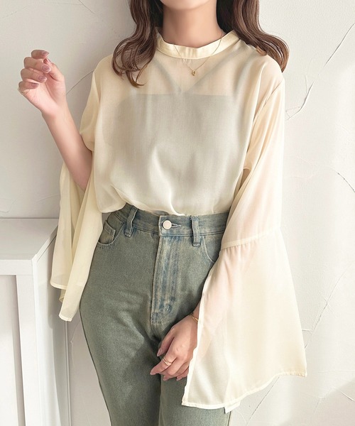 apres jour(アプレジュール)の「スリットスリーブシアーブラウス【ZOZOTOWN限定アイテム】(シャツ/ブラウス・レディース・ピンク/ブルー/アイボリー・フリー/X-LARGE)」の14枚目の写真