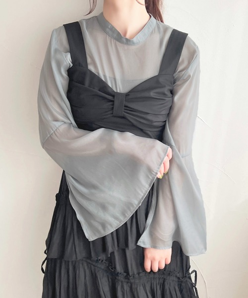 apres jour(アプレジュール)の「スリットスリーブシアーブラウス【ZOZOTOWN限定アイテム】(シャツ/ブラウス・レディース・ピンク/ブルー/アイボリー・フリー/X-LARGE)」の19枚目の写真