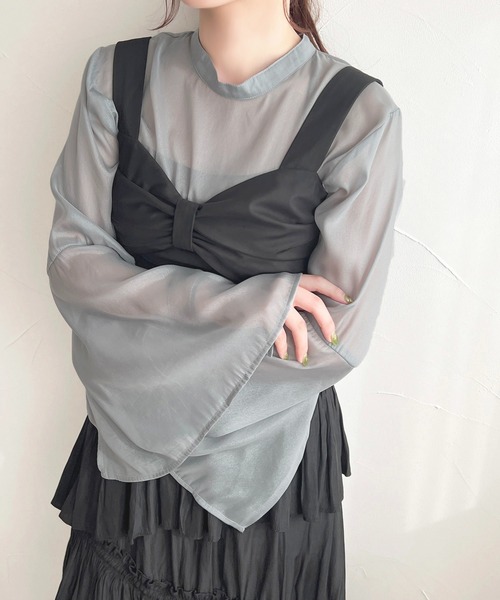apres jour(アプレジュール)の「スリットスリーブシアーブラウス【ZOZOTOWN限定アイテム】(シャツ/ブラウス・レディース・ピンク/ブルー/アイボリー・フリー/X-LARGE)」の21枚目の写真