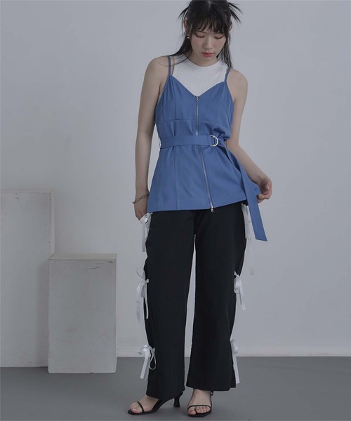 miette（ミエット）の「カップ付きラメアメスリタンク（タンクトップ・レディース・ライトグレー/ブラック・FREE）」の8枚目の写真