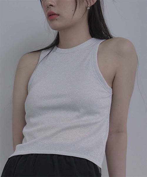 新品タグ付き¥27,300 ラメ付きデザインタンクトップ