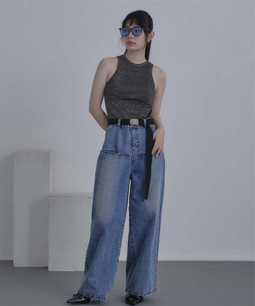 miette（ミエット）の「カップ付きラメアメスリタンク（タンクトップ・レディース・ライトグレー/ブラック・FREE）」の3枚目の写真