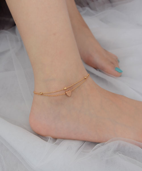 Mayree（メイリー）の「【float】シンプル レイヤード ハート デザイン アンクレット【2本セット】（アンクレット・レディース・ゴールド/シルバー・FREE）」の2枚目の写真